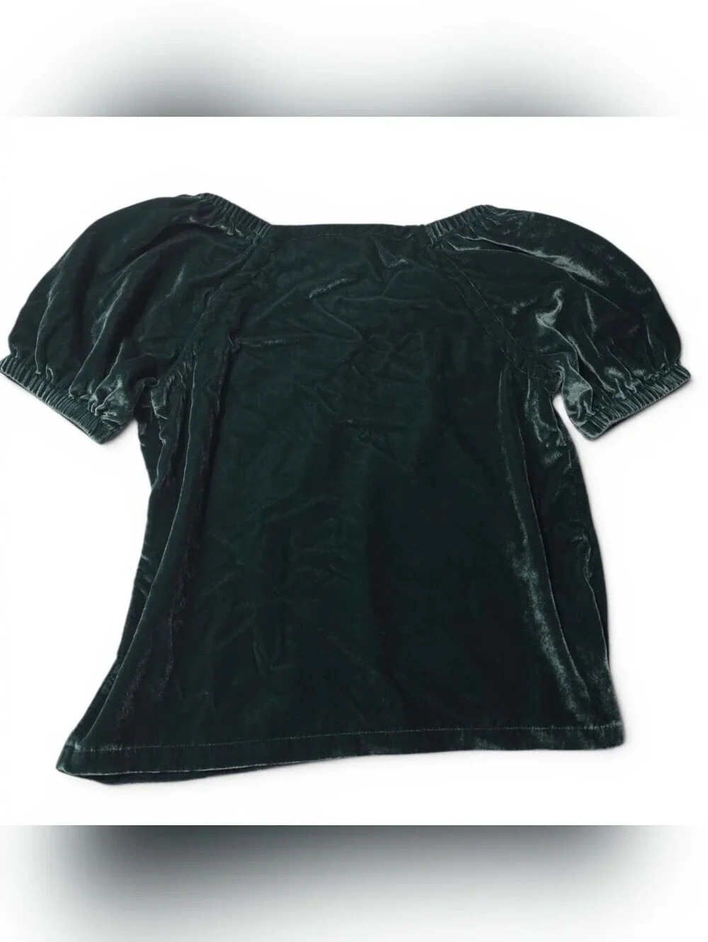 LOFT Emerald Velvet Fairycore Puff-Sleeve V-Neck Top